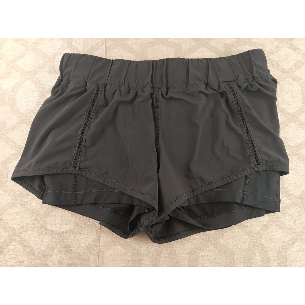 Lululemon Black Running Shorts Double Layer Mesh Insets Women‎ Size 8 - Picture 7 of 8